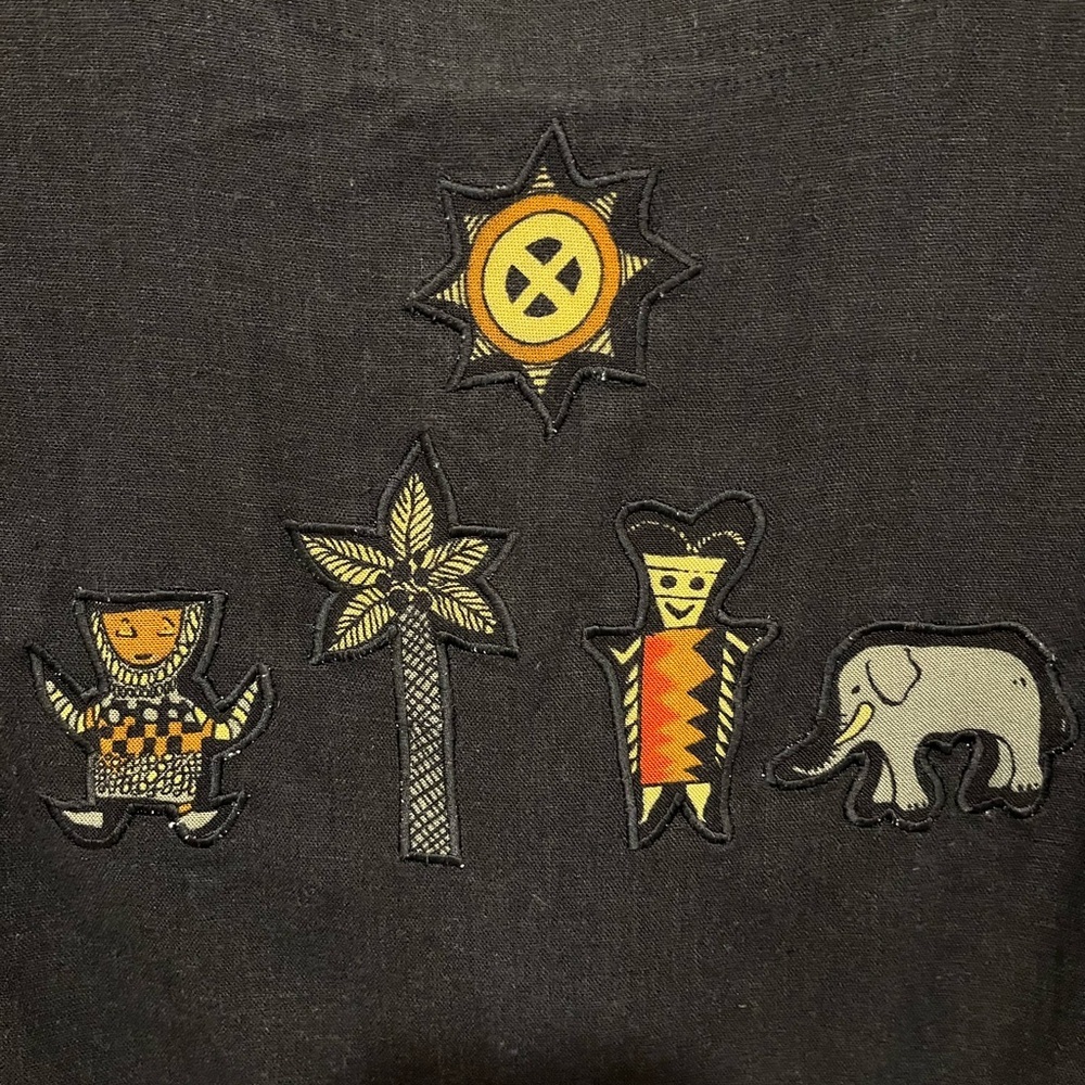Vintage Stonebridge Linen Blend Black Novelty Artsy Vest Safari Animals Size S/P - Picture 4 of 12